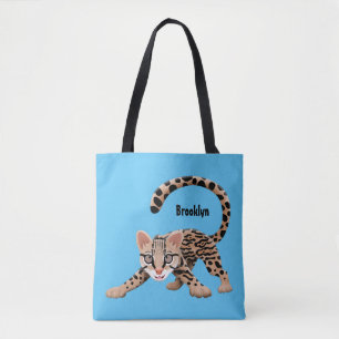 Cute ocelot cartoon illustratie draagtas