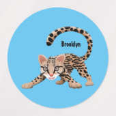 Cute ocelot cartoon illustratie labels (Design 2)
