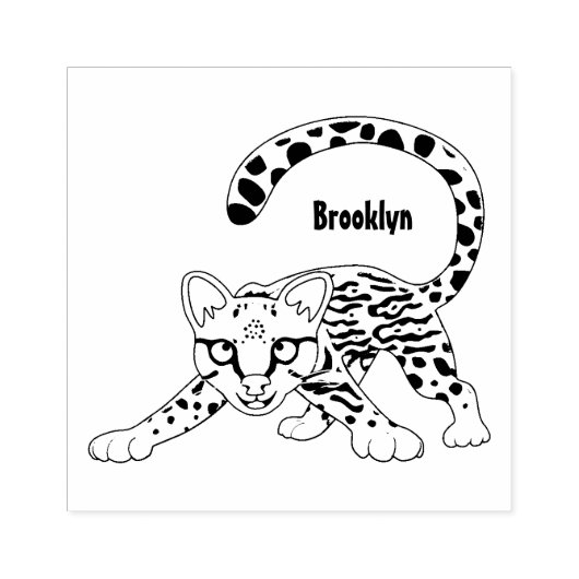Cute ocelot cartoon illustratie rubberstempel (Afrduk)