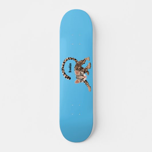 Cute ocelot cartoon illustratie skateboard (Voorkant)