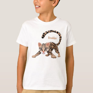 Cute ocelot cartoon illustratie t-shirt