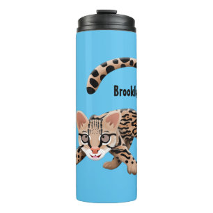 Cute ocelot cartoon illustratie thermosbeker
