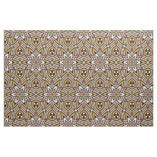 Cute Ochre Yellow Brown Pink Mosaic Pattern Stof