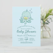 Cute Octopus Baby Shower Kawaii Uitnodiging (Staand voorkant)