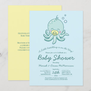 Cute Octopus Baby Shower Kawaii Uitnodiging
