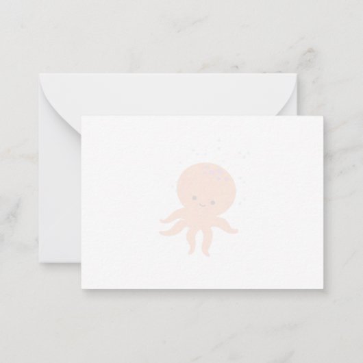 Cute Octopus Cartoon Custom Just a Note Notitiekaartje (Achterkant)