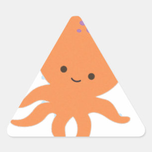 Cute Octopus Cartoon Driehoek Sticker
