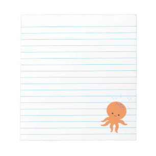 Cute Octopus Cartoon Lichtblauwe Lijnen Aangepast Notitieblok