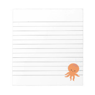 Cute Octopus Cartoon Lined Notitieblok