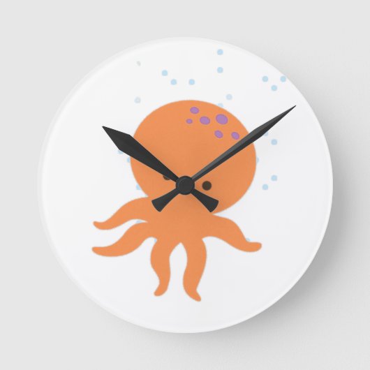 Cute Octopus Cartoon Ronde Klok (Voorkant)