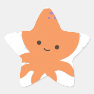 Cute Octopus Cartoon Ster Sticker