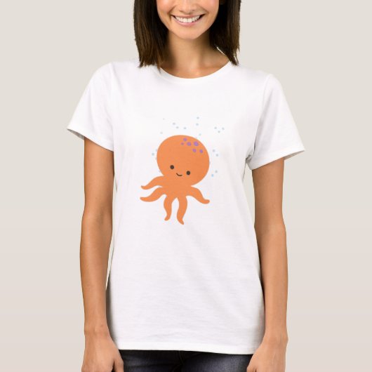 Cute Octopus Cartoon T-shirt (Voorkant)