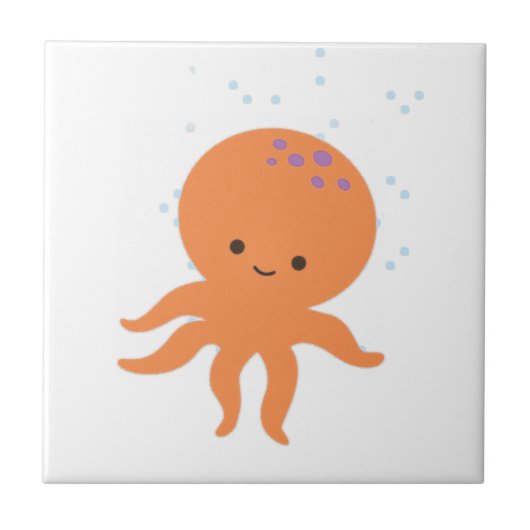 Cute Octopus Cartoon Tegeltje (Voorkant)