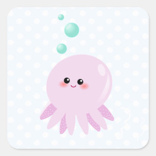 Cute octopus cartoon vierkante sticker