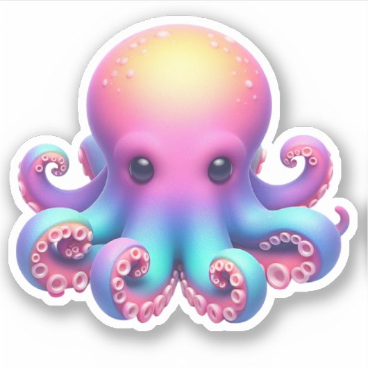 Cute Octopus Custom-Cut Vinyl Stickers (Voorkant)