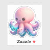 Cute Octopus Custom-Cut Vinyl Stickers (Feuille)