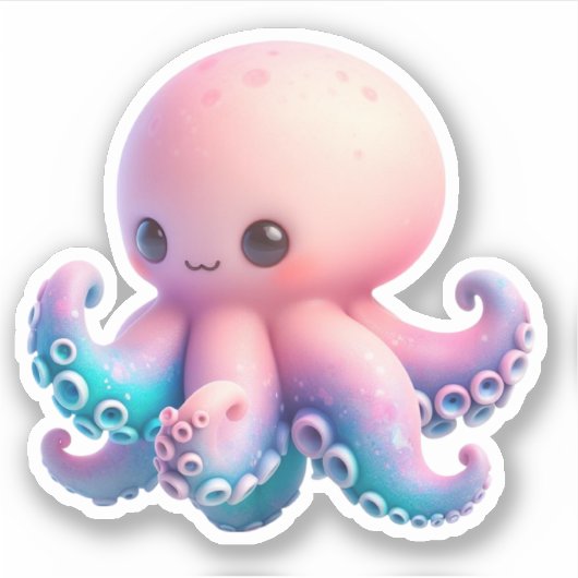 Cute Octopus Custom-Cut Vinyl Stickers (Devant)