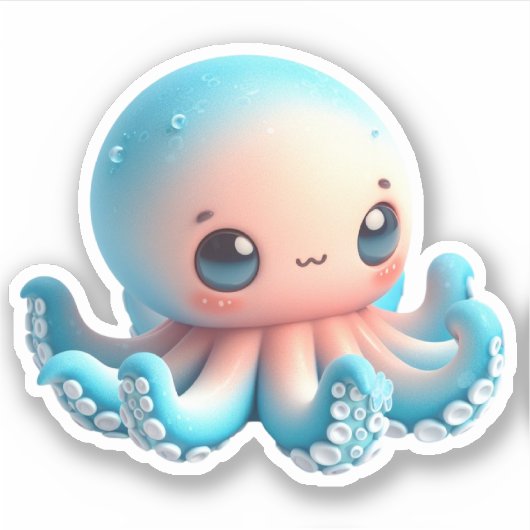 Cute Octopus Custom-Cut Vinyl Stickers (Devant)