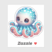 Cute Octopus Custom-Cut Vinyl Stickers (Feuille)