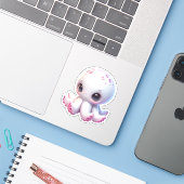 Cute Octopus Custom-Cut Vinyl Stickers (Ordinateur portable avec iPhone)