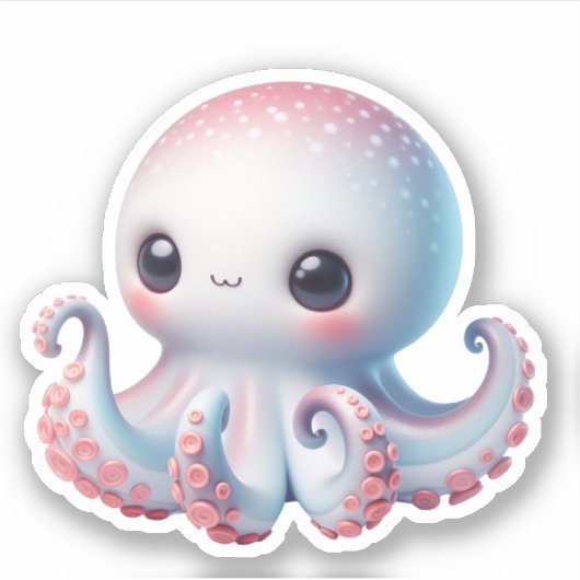Cute Octopus Custom-Cut Vinyl Stickers (Devant)