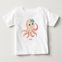 Cute Octopus Gepersonaliseerd Baby Name Top Tshirt