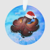 Cute Octopus in Santa Hat Ornament (voorkant)