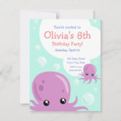 Cute Octopus Invitation Anniversaire (Devant)
