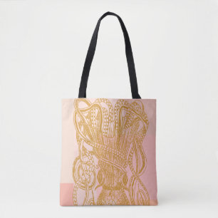 Cute Octopus Line Art Illustratie in Roze Draagtas