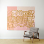 Cute Octopus Line Art Illustratie in Roze Wandkleed (In Situ (horizontaal))