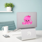 Cute Octopus, Little Octopus, Baby Octopus, Hearts Sticker (Laptop op bureau)