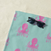 Cute Octopus Pattern Aqua Pink Persoonlijk Strandlaken (In situ)