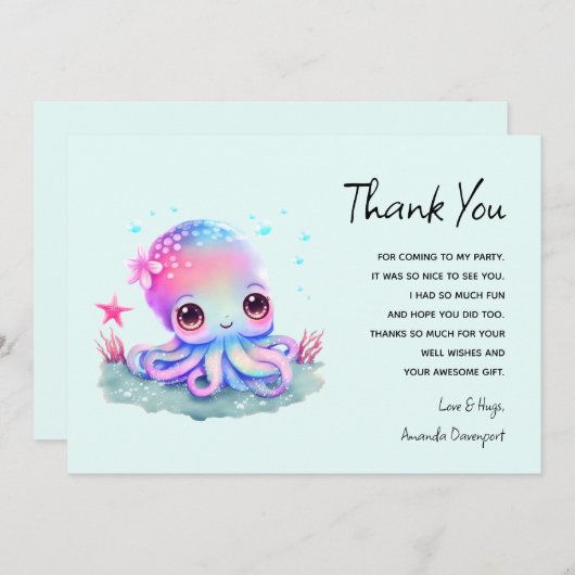 Cute Octopus Sea Creator Merci (Devant / Derrière)