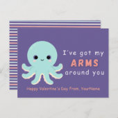 Cute Octopus Valentine Pun Card Feestdagenkaart (Voorkant / Achterkant)