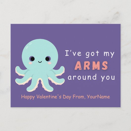 Cute Octopus Valentine Pun Card Feestdagenkaart (Voorkant)