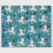 Cute Octopus Wrapping Paper Cadeaupapier (Vlak)