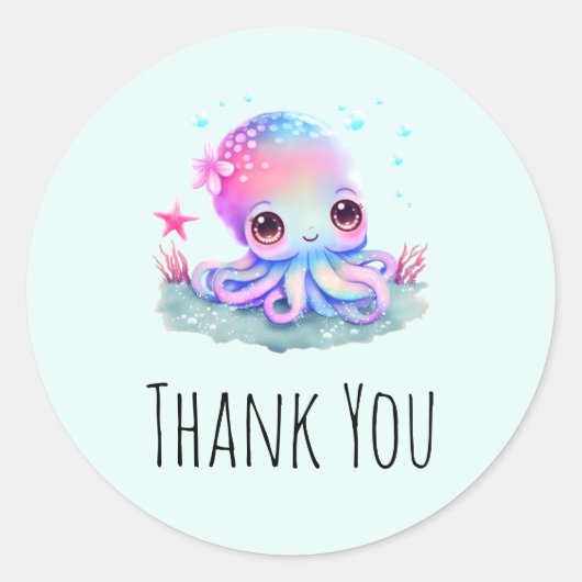 Cute Octopus Zee Creater Bedankt Ronde Sticker (Voorkant)