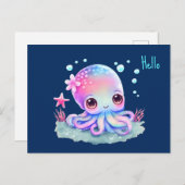 Cute Octopus Zee creatie Hallo Briefkaart (Voorkant / Achterkant)
