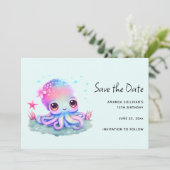 Cute Octopus Zee creatie Save The Date (Staand voorkant)