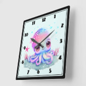 Cute Octopus Zee creatie Vierkante Klok (Hoek)