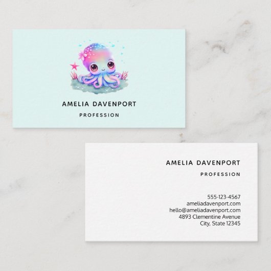 Cute Octopus Zee creatie Visitekaartje (Voorkant / Achterkant)