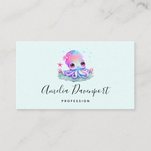 Cute Octopus Zee creatie Visitekaartje (Voorkant)