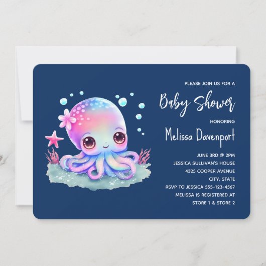 Cute Octopus Zee Creatinine Baby shower Kaart (Voorkant)