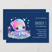 Cute Octopus Zee Creature Birthday Kaart (Voorkant / Achterkant)