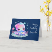 Cute Octopus Zee Creature Birthday Kaart (Gele Bloem)