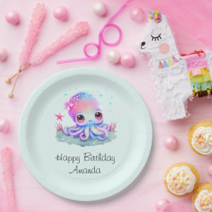 Cute Octopus Zee Creature Birthday Papieren Bordje