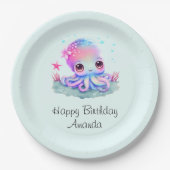 Cute Octopus Zee Creature Birthday Papieren Bordje (Voorkant)