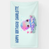 Cute Octopus Zee Creature Birthday Spandoek (Verticaal)