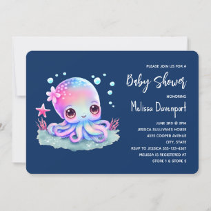 Cute Octopus Zeewezen Baby Shower Kaart