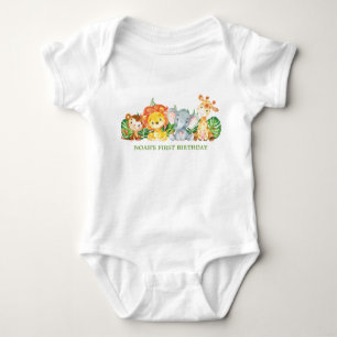 Cute Oerwoud Animals 1st Birthday Party Romper